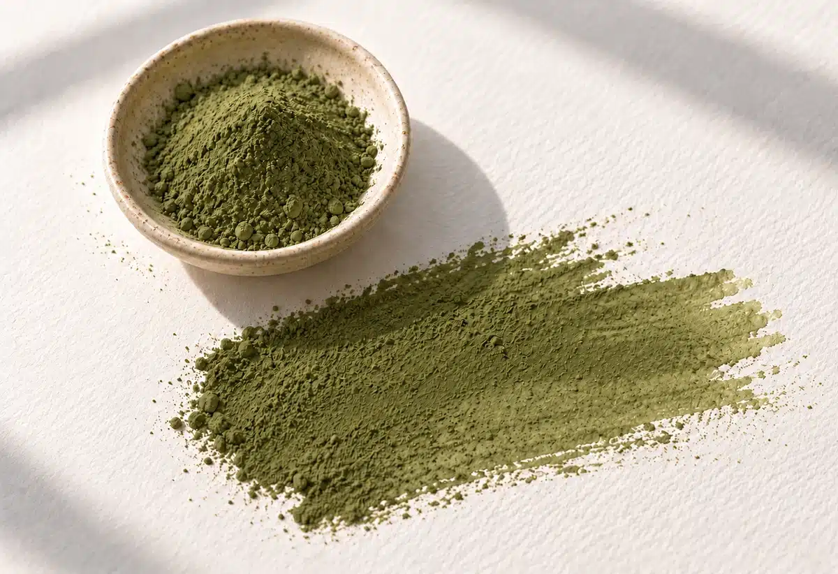 Super Green Kratom-Blattpulver aus fein vermahlenem Blattmaterial